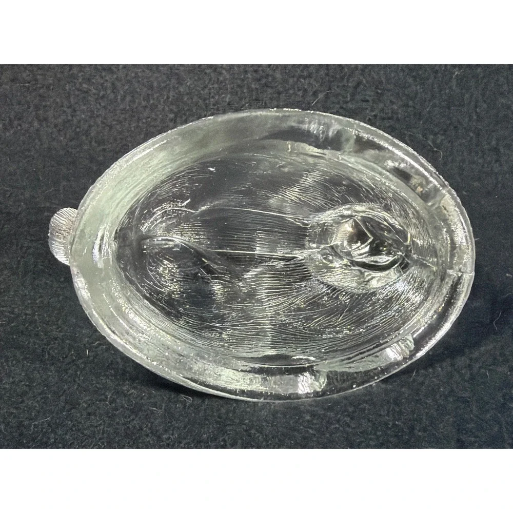 Vintage Clear Pressed Glass Bunny Rabbit on Nest Trinket Dish Easter Candy Box